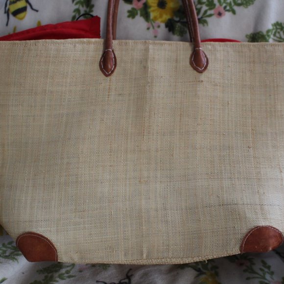 American USA Flag Beach Tote Bag by LeCamptain Natural Fibers 21" x 13" Vintage - Picture 2 of 10